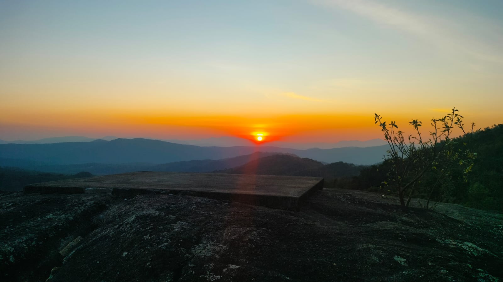 Sunset from the private rock viewpoint near the stay